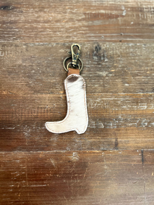 Cowhide Leather Boot Keychain