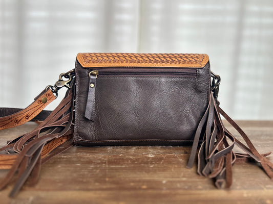 Cowhide leather purse with fringe
