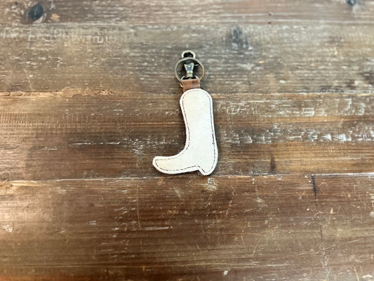 Turquoise Thunderbolt Hair-on-Hide Keychain