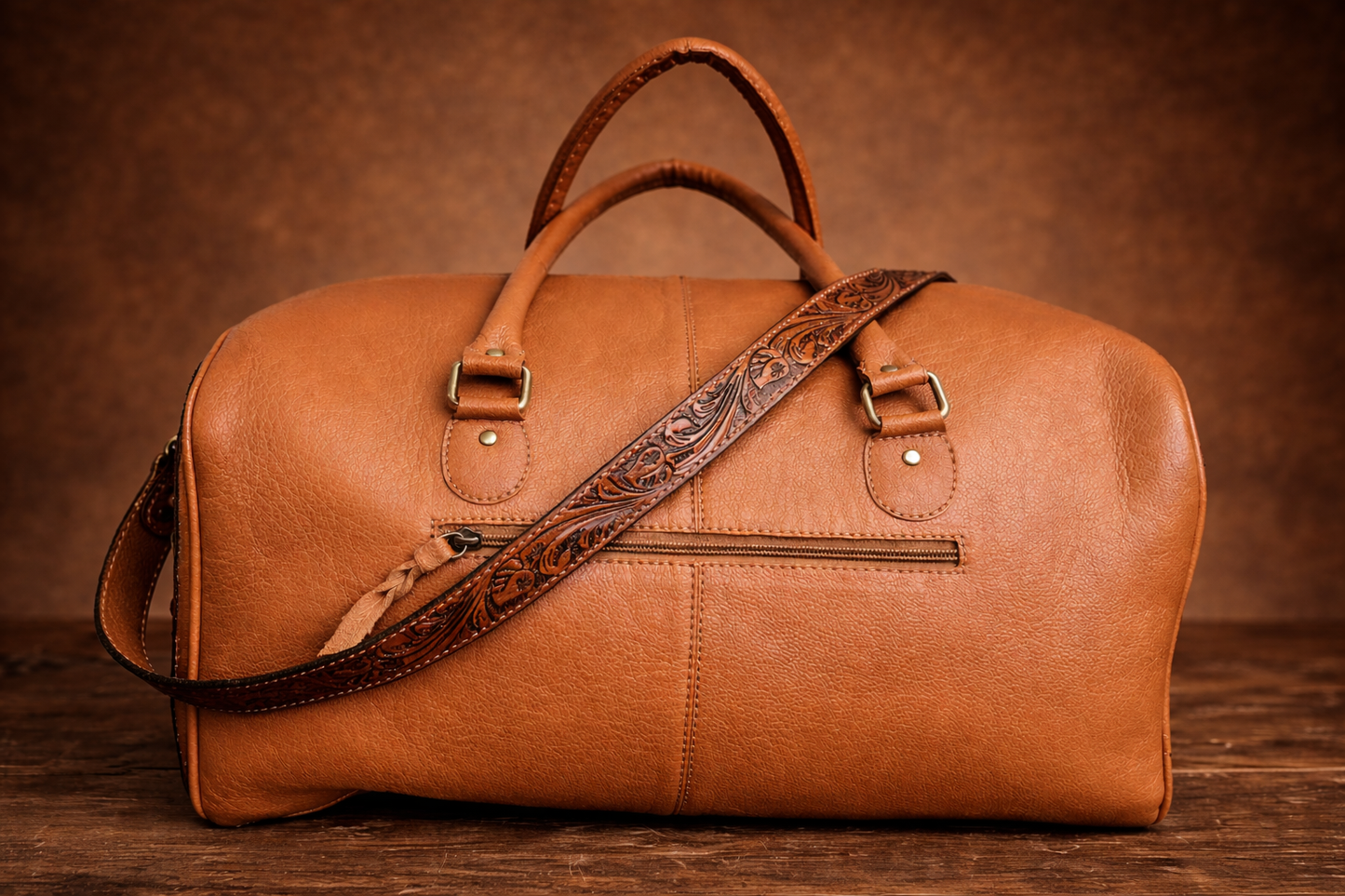 Cowhide Concho Travel Duffle Bag